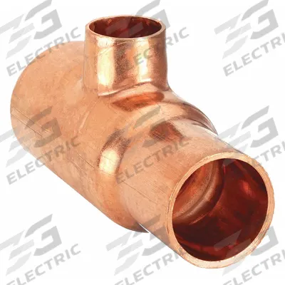 STREAMLINE Sweat Fitting Tee: 1 in CTS x 3/4 in CTS x 1/2 in CTS, Cup x Cup x Cup - Wrot Copper Tube Fittings