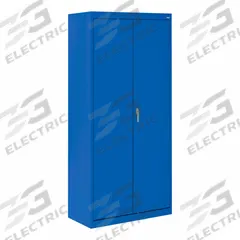 SANDUSKY Shelf Cabinet: 30 in x 18 in x 72 in, Swing Handle & Cam lock, 24 ga Panel Thick, Frame (MPN VF31301872-06). Key specifications — Cabinet Color: Blue; Method of Construction: Welded; Base Type: Frame; Assembled: Assembled; Mobility: Stationary; Adjustable Shelves: Fixed; Cabinet Finish: Powder Coated; Cabinet Material: Steel.