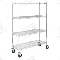 METRO Wire Shelving Unit: 60 in x 24 in x 67 7/8 in, Dry, Quick-Adjust, 4 Shelves, Silver (MPN CART 6B). Key specifications — Color: Silver; Finish: Chrome; Recommended Environment: Dry; Post Shape: Round; Number Of Shelves: 4; Caster Wheel/Configuration: (2) Swivel; Material: Steel; Caster Wheel/Tread Material: Rubber.