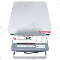 OHAUS Industrial Bench Scale: 12 in x 14 in, Not IP Rated, Front-Mounted, Defender 5000 (MPN 30461652). Key specifications — Connection Ports: RS-485; Readability: 0.002 lb/1 g; Brand: OHAUS; Weighing Surface Material: Stainless Steel.