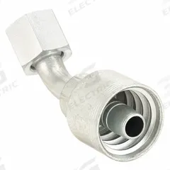 AEROQUIP Hydraulic Crimp Fitting: Steel x Steel, 45° Elbow, -12 For Hose Dash Size, ORS x Crimp (MPN 4SA12FRA12). Key specifications — Fitting Gender: Female x Genderless; Fitting Connection Type: ORS x Crimp; For Hose Dash Size: -12; Thread Size: 1-3/16"-12; Brand: AEROQUIP.