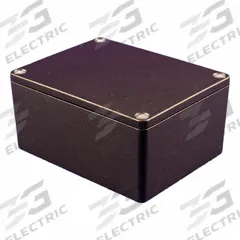 HAMMOND Enclosure: Die-Cast Aluminum, 4 in x 3 in x 2 in, NEMA 1/12/13/4/4X, Solid Cover, Screw On (MPN 1550Z113BK). Key specifications — Brand: HAMMOND; Closure Method: Screws; Enclosure Material: Die-Cast Aluminum; Knockouts: Not Included.
