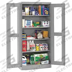 TENNSCO Storage Cabinet: 48 in x 18 in x 78 in, Leveling, 4 Adj Shelves, Swing Handle & Keyed, Gray (MPN CVDJ1878SU MED GREY). Key specifications — attr87898: Leveling; attr87830: Medium Gray; attr87831: Assembled; attr63841: TENNSCO.