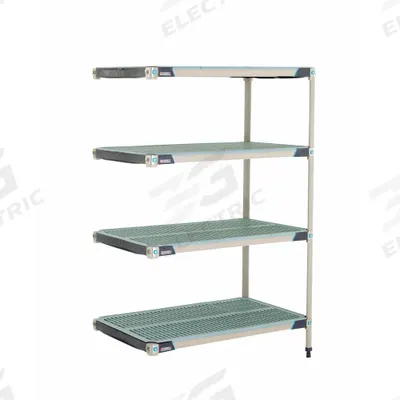METRO Plastic Industrial Shelving: 24 in x 42 in, 62 in Overall Ht, 4 Shelves - Harsh-Environment Antimicrobial Stationary Plastic Shelving