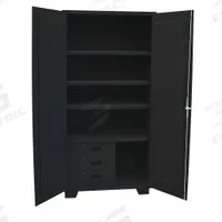 JAMCO Pegboard Cabinet: 48 in x 24 in x 78 in, Swing Handle & Padlock Hasp, 14 ga Panel Thick, Legs (MPN GV248BL). Key specifications — attr62698: Black; attr62736: Welded; attr87895: Legs; attr62693: Assembled; attr62737: Stationary; attr62694: Adjustable; attr62695: Powder Coated; attr62696: Steel.