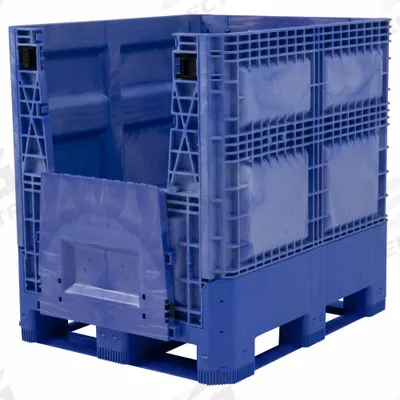 BUCKHORN Collapsible Bulk Container: 28.4 cu ft, 48 in x 40 in x 34 1/2 in, Lid Not Included - Collapsible Plastic Bulk Containers
