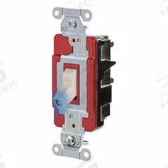 HUBBELL Wall Switch: Toggle Switch, Single Pole, Maintained, Light Almond, 120/277V AC, 20 A (MPN HBL1221STILLA). Key specifications — Illuminated: Yes; Voltage Rating: 120/277V AC.
