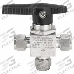 HAM-LET Manual Three-Way Ball Valve: 10 mm, Compression x Compression x Compression (MPN H-800KL-SS-L-10MM-T). Key specifications — Brand: HAM-LET.
