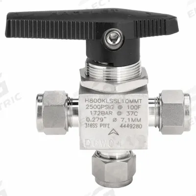 HAM-LET Manual Three-Way Ball Valve: 10 mm - Stainless Steel Ball Valves