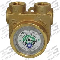 FLUID-O-TECH Rotary Vane Pump: Direct Drive, Low-Lead Brass Body, 3/8" NPT, 62 gph Max. Flow (MPN PB0201XNANN0000). Key specifications — Vane Material: Carbon; NSF 169 Listed: Yes; Relief Valve Type Included: Standard; Brand: FLUID-O-TECH; Strainer: 75 Micron; Ports: 3/8" NPT; Relief Valve Type: Standard.