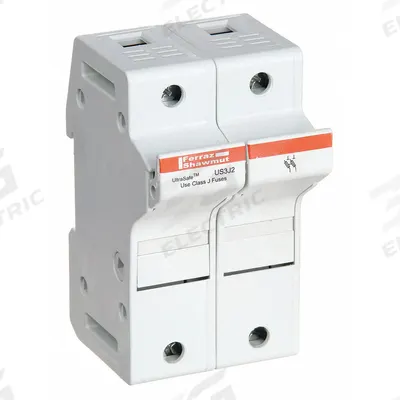 MERSEN Fuse Block: Finger-Safe, 2 Pole, 600 V AC, DIN Rail Mounting - UL Class J Fuse Blocks
