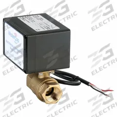 WATERCOP Electrically Actuated Two-Way Ball Valve: 1 in, Brass, 120V AC, FNPT x FNPT, Straight (MPN EHW25AJP01). Key specifications — Included Mounting: ISO 5211 Actuator Mounting Pad; Brand: WATERCOP; Stem Material: Nickel-Plated Brass.