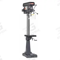 DAKE CORPORATION Floor Drill Press: Belt Drive, Fixed Speed, 240 RPM – 3,400 RPM, 14 1/8 in Swing (MPN 977200-1). Key specifications — attr22849: 240 to 3,400 RPM; attr22858: 120V AC; attr73523: Drilling; attr22856: Belt; attr73570: Single-Phase; attr22850: 7-1/16 in; attr22846: 1/2 hp; attr22840: 7 A.