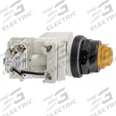 SCHNEIDER ELECTRIC Pilot Light: 30 mm Panel Mounting Size, Amber, LED, 9001K Series (MPN 9001KT38LYA31). Key specifications — Series: 9001K; Brand: SCHNEIDER; Includes Push-To-Test: Push-To-Test Included.