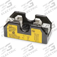 BUSSMANN Fuse Block: Open Block Design, 1 Pole, 600 V AC, Box Lug, Non-Indicating (MPN T60060-1CR). Key specifications — Brand: BUSSMANN.