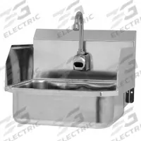 SANI-LAV Hand Sink: 1 Stations, 5 in Bowl Dp, 14 in Bowl Lg, 11 in Bowl Wd, Faucet Included, 18 ga (MPN ESB2-607L). Key specifications — Includes Side Splash: Side Splash Included; Series: Stainless Steel Hand Wash Sink; Brand: SANI-LAV; Power Source: Battery Powered.
