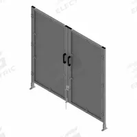 T-Slot Framing System Door: Stand-Alone, Gray, Double Swing, 84 in H x 75 in W x 5 1/2 in D, Mesh (MPN 47784). Key specifications — Finish: Anodized; Brand: FAZTEK; Panel Color: Black; Panel Type: Mesh; Color: Gray; Material: Wire; Mesh Shape: Square; Assembly: Assembled.