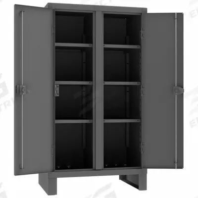 DURHAM MFG Storage Cabinet: 36 in x 24 in x 66 in, 6 Adj Shelves, 2 Doors, Legs, Gray - Shelf-Style Shift Cabinets