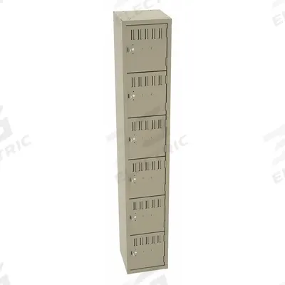 TENNSCO Box Locker: 12 in x 12 in x 72 in, 6 Tiers, 1 Units Wide, Louvered, Padlock Hasp - Louvered Metal Box Lockers