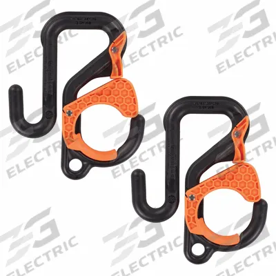 ERGODYNE Bucket Hook: 2 in W x 2 3/4 in H x 8 1/2 in L, Black/Orange - Bucket Bag Hooks & Covers