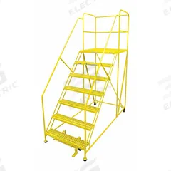COTTERMAN Work Platform: 5.8 ft Platform Ht - Max, 36 in x 60 in, Steel, 800 lb Load Capacity (MPN 7WP3660RA3B4B8AC2P6). Key specifications — Folding: Not Foldable; Mobility: Rolling; Components Included: Rubber Foot Pads; Use Location: Indoor; Brand: COTTERMAN; Color: Yellow; Height Adjustability: Fixed Height; Includes Handrails: Handrails Included.
