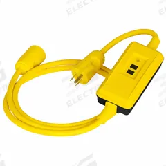 HUBBELL WIRING DEVICE-KELLEMS GFCI: Manual Reset, 6 ft Lg, 14/3, 5-15P Plug, 15 A Current, 120V AC (MPN GFPST6C15M). Key specifications — NEMA Plug Configuration: 5-15P; NEMA Receptacle Configuration: 15-15R; Brand: HUBBELL WIRING DEVICE-KELLEMS; Voltage: 120V AC.