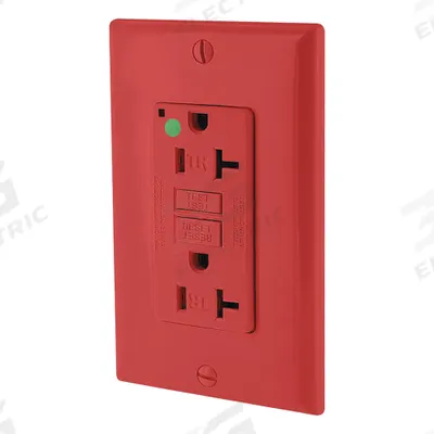 LEVITON GFI Receptacle: Hospital Grade Fed. Spec., Decorator Duplex, 5-20R, Red, GFCI - General Purpose Receptacles