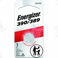ENERGIZER Button Cell Battery: 389 Battery Size, Silver Oxide, 85 mAh Capacity, 1.5V DC, 0.114 in Dp (MPN 389BPZ). Key specifications — Voltage - Batteries: 1.5V DC; Battery Chemistry: Silver Oxide; Product Type: Button Cell Battery; Battery Size: 389; Brand: ENERGIZER; Voltage - Subhead: 1.5V DC.