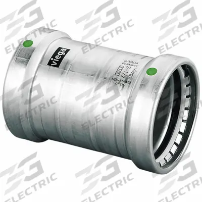 VIEGA MEGAPRESS Crimp Coupling Fitting: 3 in Pipe x 3 in Pipe Size, Press-fit x Press-fit - Potable Water Stainless Steel Press Fittings