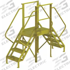 TRI-ARC Crossover Bridge: 3.3 ft Platform Ht, Steel, 1,000 lb Load Capacity, Perforated, 4 Steps (MPN 7CY94). Key specifications — Brand: TRI-ARC; Color: Yellow; Tread Type: Perforated.