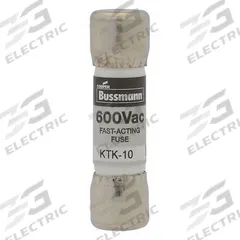 BUSSMANN Fuse: KTK Series, Midget, Fast-Acting, 7 A, 600 V AC, 13/32 in x 1 1/2 in, Non-Indicating (MPN KTK-7). Key specifications — attr1287209: KTK; attr211192: BUSSMANN.