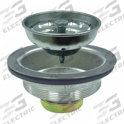 KISSLER Strainer: Stainless Steel, Chrome, 2 1/2 in Overall Ht, 3 in Overall Dia - Sink Drains with Basket Strainer without Tailpiece