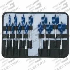 BOSCH Spade Drill Bit Set: 6 in Overall Lg, Bright (Uncoated), 1/4 in Shank Hex Size, 13 Drill Bits (MPN DSB5013P). Key specifications — attr277223: BOSCH; attr255674: Bright (Uncoated); attr255683: Carbon Steel.