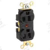 HUBBELL Receptacle: Duplex, 5-15, Black, 125V AC, 15 A, 2 Pole / 3 Wire (MPN HBL5252BK)