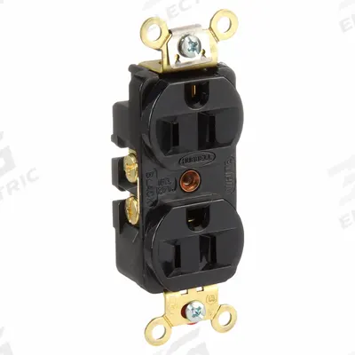 HUBBELL Receptacle: Duplex, 5-15, Black, 125V AC, 15 A, 2 Pole / 3 Wire (MPN HBL5252BK) - General Purpose Receptacles