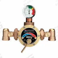 LEONARD VALVE Thermostatic Mixing Valve: For Hot Water/Water Media, Thermostatic, Bronze, NBR, Union (MPN TM-5100-LF). Key specifications — Includes: Union Angle Check-stops; Brand: LEONARD VALVE.