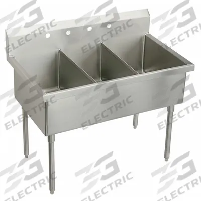 ELKAY Scullery Sink: 3 Bowls, 44 in Overall Ht, 75 in Overall Lg, 27 1/2 in Overall Wd - Three-Bowl Freestanding Kitchen & Bar Sinks without Faucets