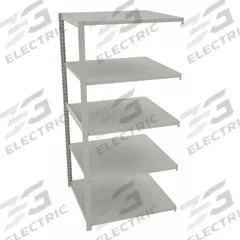 TENNSCO Boltless Shelving: Add-On, Medium-Duty, 36 in x 36 in, 78 in Overall Ht, 5 Shelves, Steel (MPN TO-5-3636-6). Key specifications — Finish: Powder Coated; Decking Material: Steel; Color: Light Gray; Beam Profile: Low Profile; Brand: TENNSCO; Side Panel: Closed (Starter); Open (Add-On).