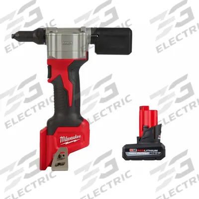 MILWAUKEE Rivet Tool Kit: 1 Battery, No Charger, 1 1/2 in Stroke Lg, 2,000 lbf Pulling Force - Milwaukee Cordless Riveting Tools