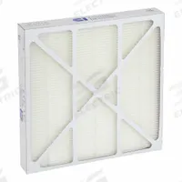 MICROSHIELD Minipleat Air Filter: 24 in x 24 in x 4 in, Synthetic, Chip Board, No Header, MERV 15 (MPN MP415-2424). Key specifications — Brand: MICROSHIELD; Frame or Header Material: Chip Board; Media Material: Synthetic.
