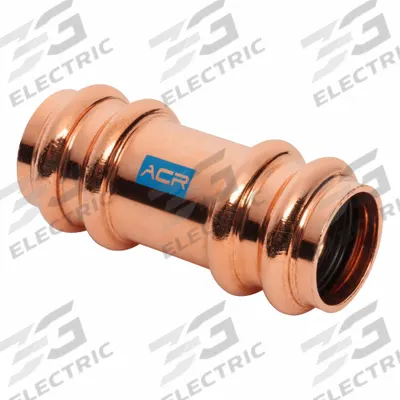 STREAMLINE Crimp Coupling Fitting: Straight, 1 3/8 in CTS x 1 3/8 in CTS size - Refrigeration Copper & Bronze Press Tube Fittings