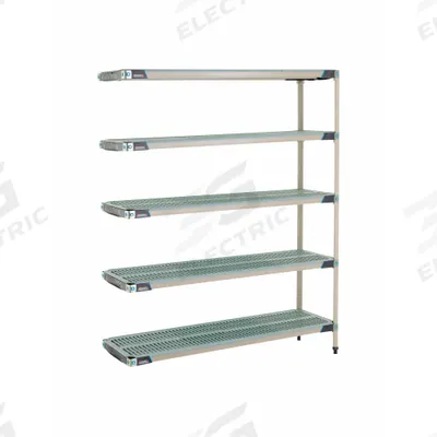 METRO Plastic Industrial Shelving: 18 in x 60 in, 74 in Overall Ht, 5 Shelves - Harsh-Environment Antimicrobial Stationary Plastic Shelving