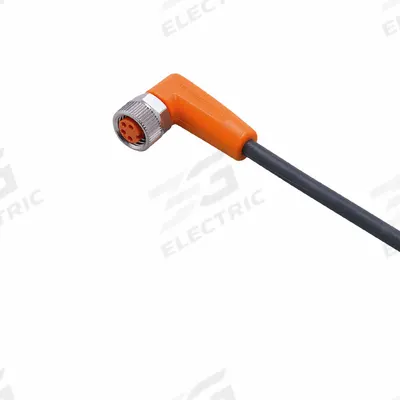 IFM Cordset: M8 Female Right Angle X Bare Wire, 4 Pins, Black, PUR, 2 m Cable Lg - Single-Ended Cordsets with PUR Jacket for Twisting Applications