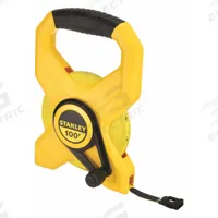STANLEY Long Tape Measure: Manual, 34-790, SAE, 100 ft, 1/8 in, Plastic, Nonmagnetic Single Hook Tip. Key specifications — attr939846: 34-790; attr939849: Fiberglass; attr939859: Nonmagnetic Single Hook; attr939850: Double-Sided; attr939855: 1/8 in; attr944023: Hook End; attr940484: STANLEY; attr985224: Plastic.