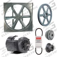 DAYTON Supply Fan w/Drive Package: Belt Drive, 36 in Blade, Totally Enclosed, 10,484 cfm, 3 ph (MPN 7CC30). Key specifications — Nameplate Voltage: 230/460V AC; Assembled: Unassembled; Brand: DAYTON; Enclosure Design: Totally Enclosed Motor.