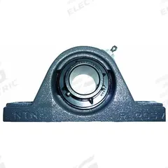 NTN Pillow Block Bearing: 1 3/4 in Bore, Cast Iron, Set Screws, 2 1/8 in Shaft Ht, 3,450 RPM (MPN UCP-1.3/4MFG1). Key specifications — Brand: NTN; Maximum Speed: 3,450 RPM; Mounting Bolt Size: 1/2 in; System of Measurement: Inch.