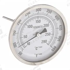 APPROVED VENDOR Dial Thermometer: 50°F to 550°F /10°C to 290°C, 4 in Stem Lg, 5 in Dial Dia (MPN 1NGB8). Key specifications — Accuracy: ±1 % @ 151 to 450 °F; Brand: APPROVED VENDOR.