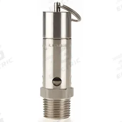 CONRADER Safety Valve: Hard Seat, 1/2 in (M)NPT Inlet (In.), 100 psi Preset Setting (PSI) (MPN SRH375-1/2-SS-100). Key specifications — attr291993: Hard Seat; attr291998: Stainless Steel; attr292007: Stainless Steel; attr292009: Stainless Steel; attr294753: CONRADER.