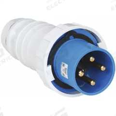 BRYANT Pin and Sleeve Plug: Blue, 250V AC, Three Phase, 100 A, 3 Pole, 4 Wire, IEC Grounding (MPN BRY4100P9W). Key specifications — Brand: BRYANT.