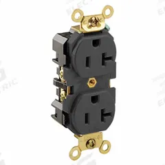 LEVITON Receptacle: Duplex, 5-20, Black, 125V AC, 20 A, 2 Pole / 3 Wire (MPN 5362-E)